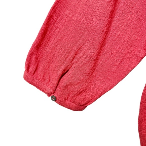 Soft Surroundings Red Gauzy Women’s Plus Button Henley Popover Tunic Top Sz 3X - Picture 11 of 11